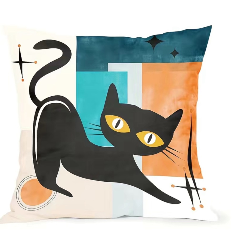 4pcs, Retro Black Cat Throw Pillow Covers - Picture 2 of 6